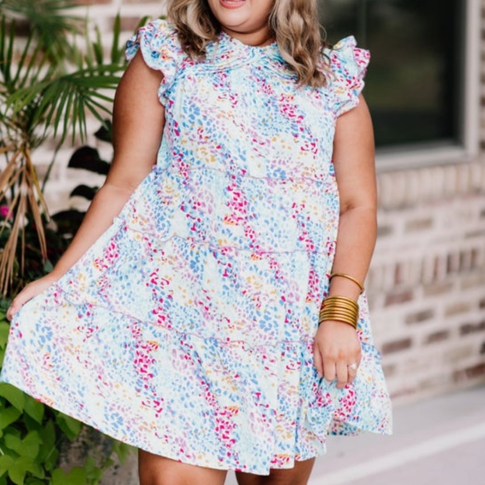 Floral Ruffle Sleeve Dress